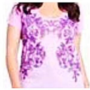 T-SHIRT, SCOOP NECK, ORCHID (Pink & Purple), SIZE 4X, SHORT SLEEVES, FLORAL PRIN